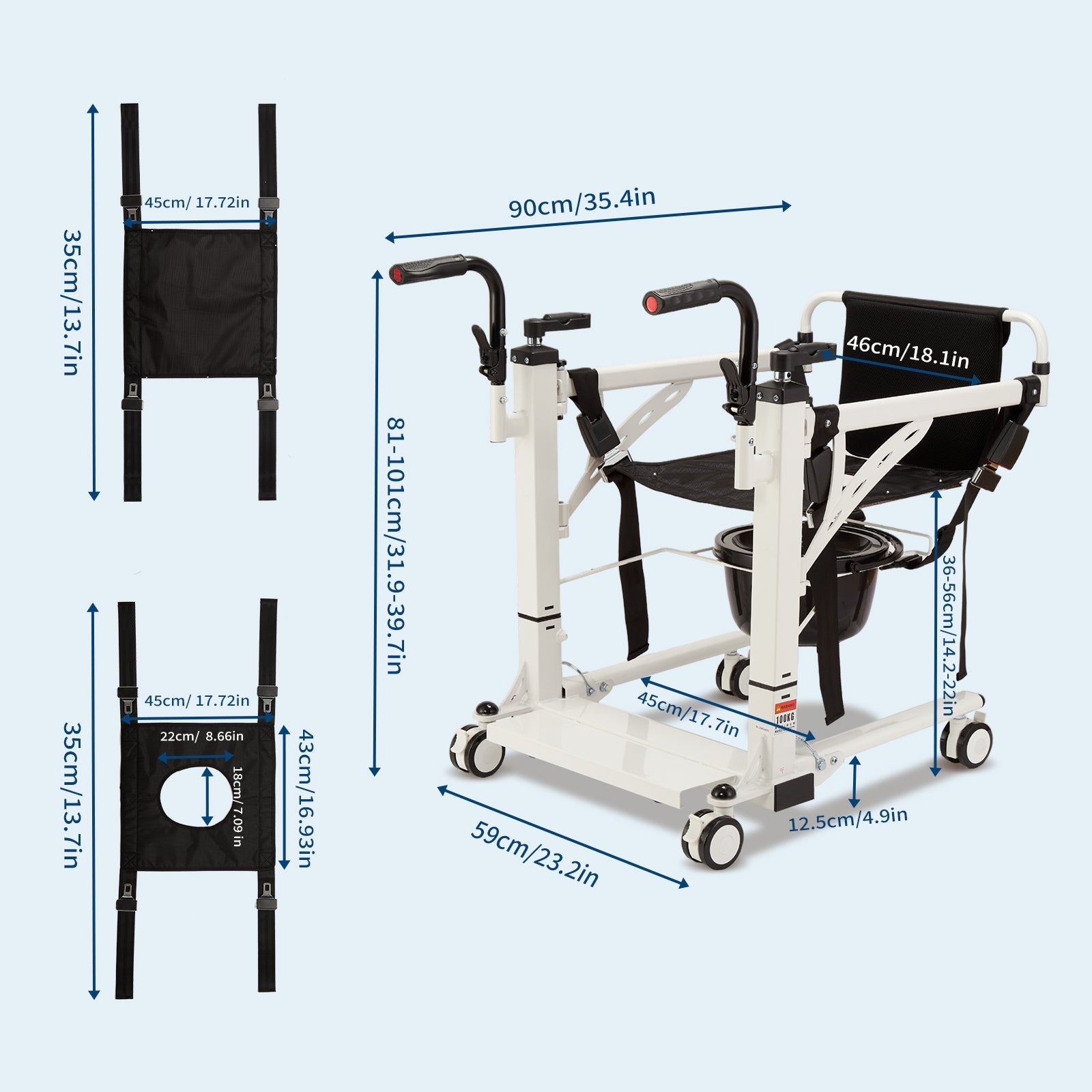 Garvee 4-in-1 Multi-Function Transfer Chair, Hydraulic Lift Mobility Solution, Shower Chair with 180° Split Seat, Portable Commode and Indoor Mobility System, Versatile Home Seating