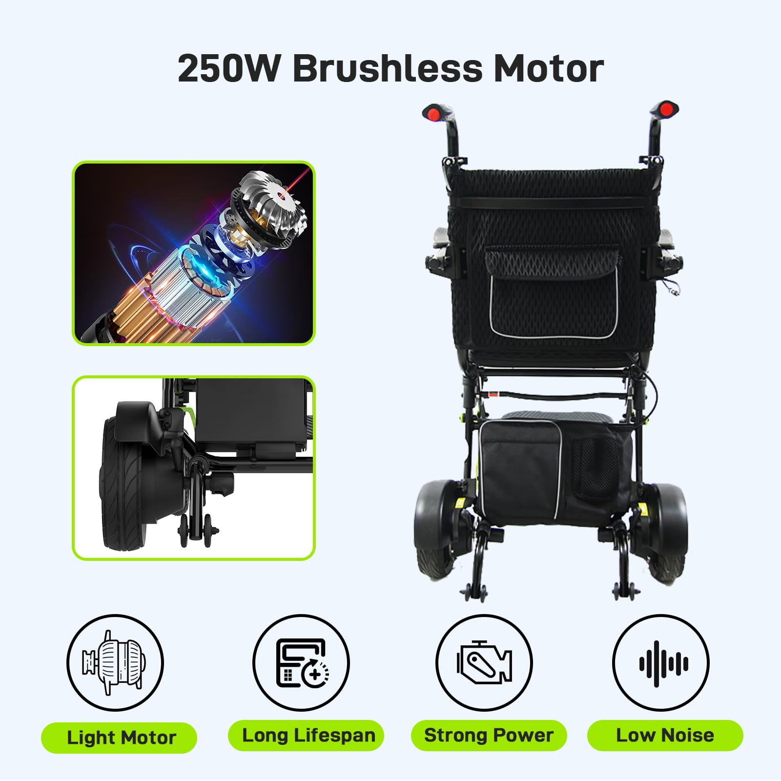 GARVEE Foldable Electric Wheelchair for Adults – Dual 250W Motors, 10Ah Battery Up to 20-Mile Range, Supports 220 lbs, Lightweight 57 lbs with 360° Joystick