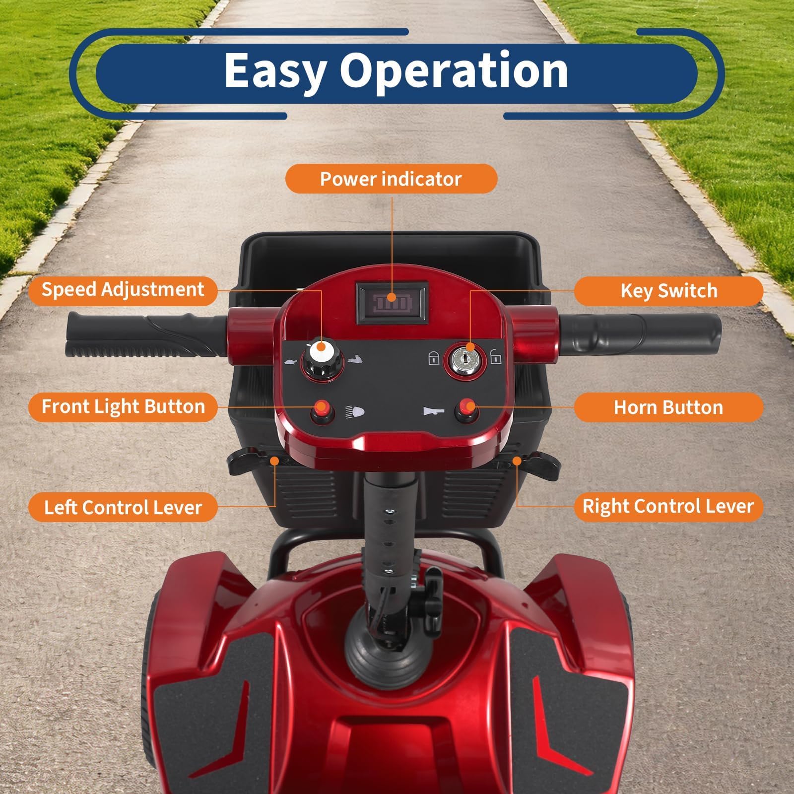 Garvee Foldable 4-Wheel Mobility Scooter for Adults with 350W Motor, 20Ah Battery, 20-Mile Range, Indoor/Outdoor Use, Lightweight Stainless Steel, Black